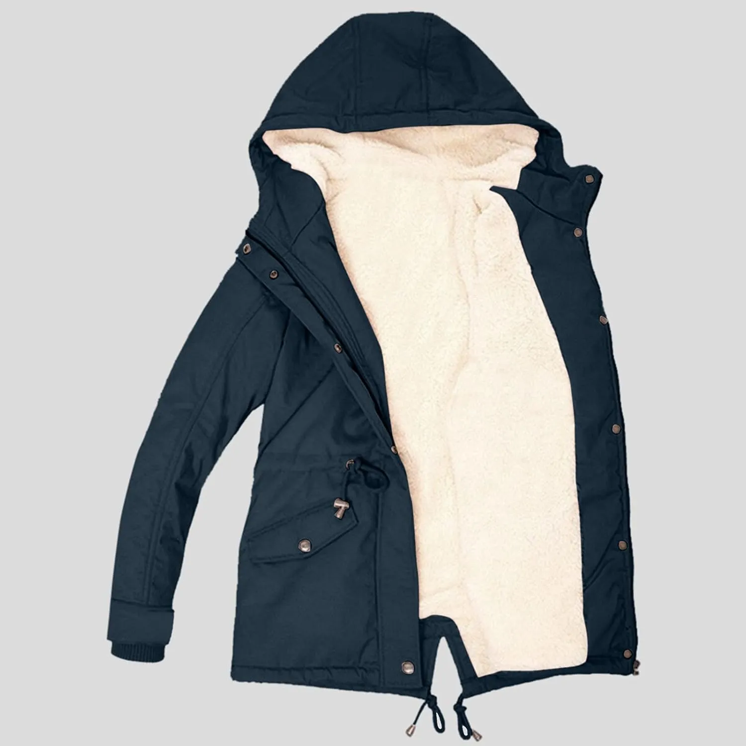 Women Plus Size Winter Overcoat Women's Jacket Thick Outwear Plush Lined Hooded Coat Warm Trench Women's Coat Women's