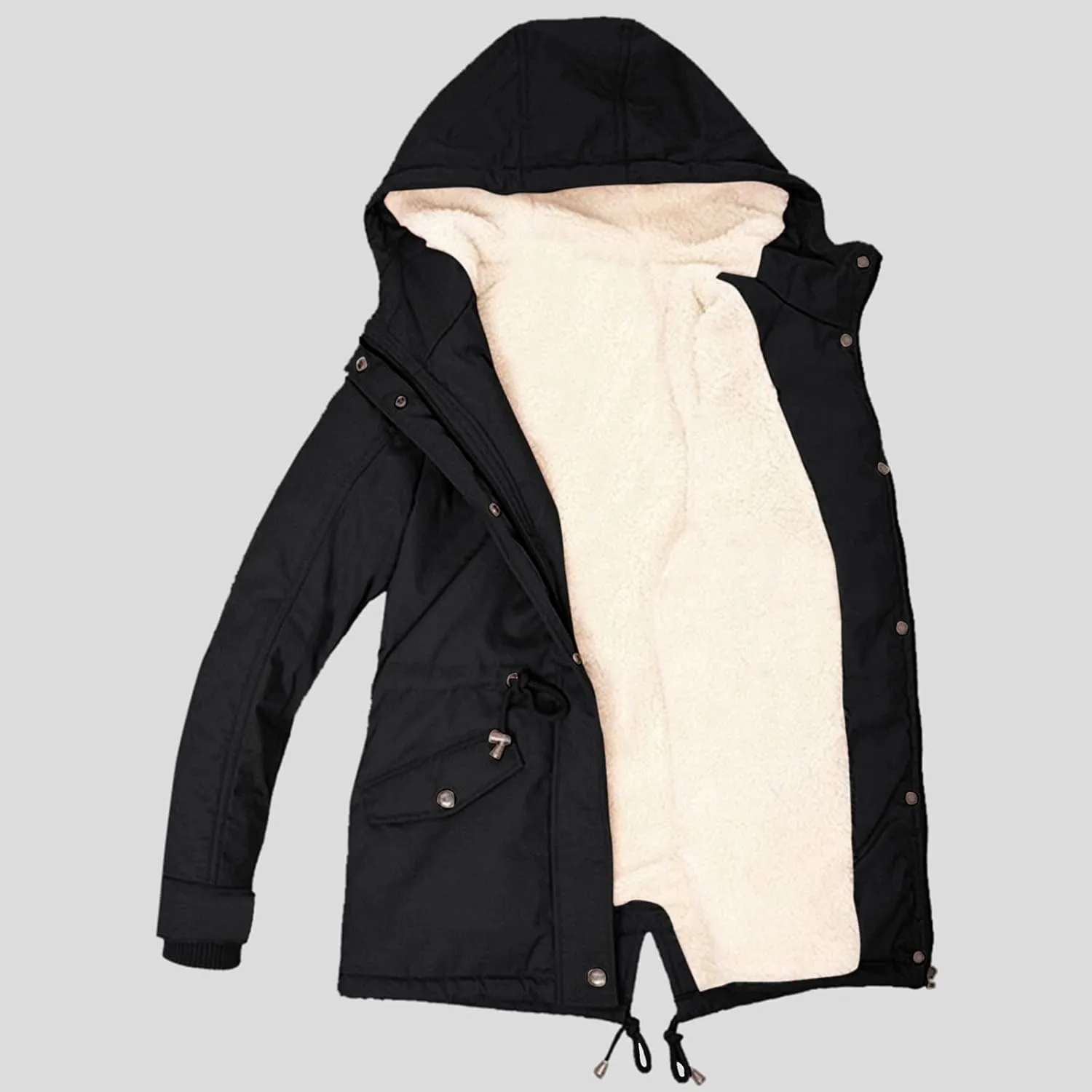 Women Plus Size Winter Overcoat Women's Jacket Thick Outwear Plush Lined Hooded Coat Warm Trench Women's Coat Women's