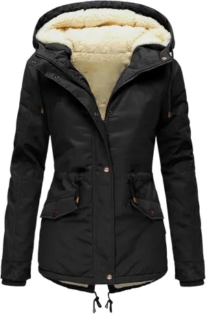 Women Plus Size Winter Overcoat Women's Jacket Thick Outwear Plush Lined Hooded Coat Warm Trench Women's Coat Women's