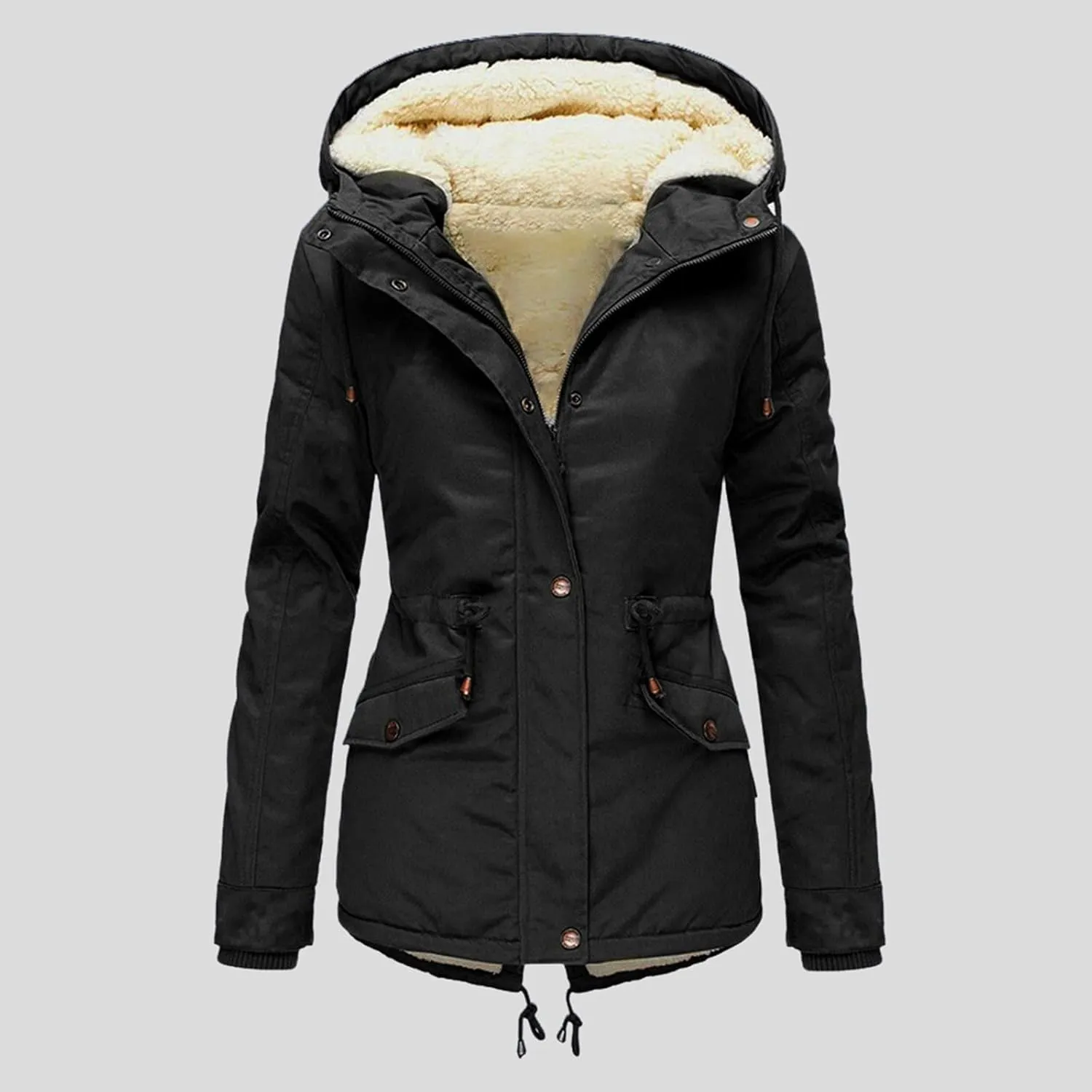 Women Plus Size Winter Overcoat Women's Jacket Thick Outwear Plush Lined Hooded Coat Warm Trench Women's Coat Women's