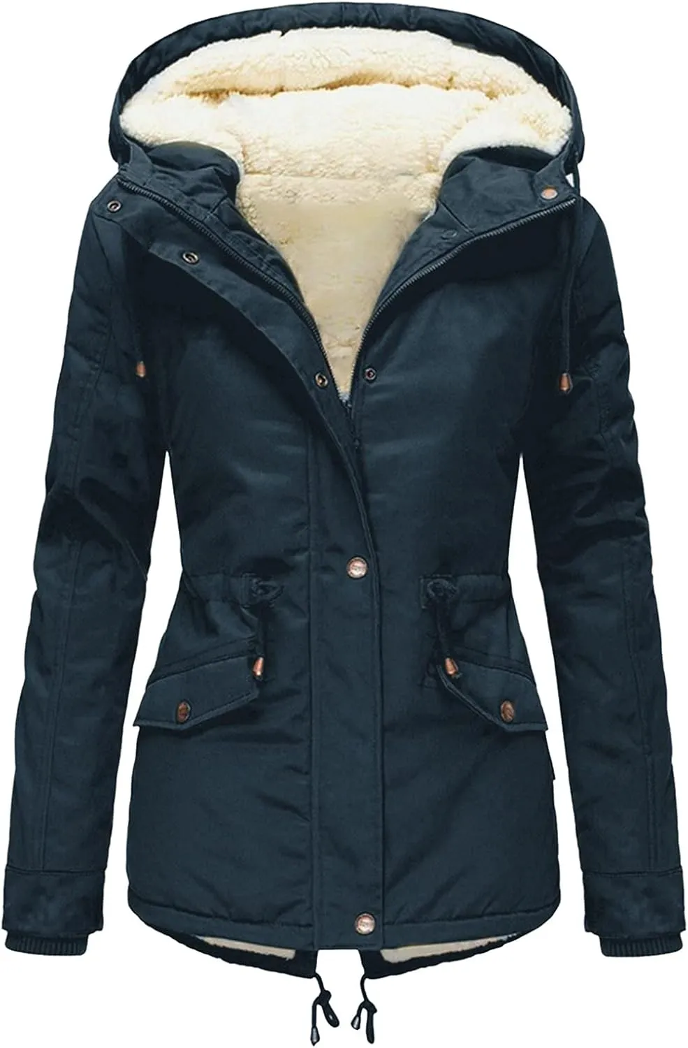 Women Plus Size Winter Overcoat Women's Jacket Thick Outwear Plush Lined Hooded Coat Warm Trench Women's Coat Women's
