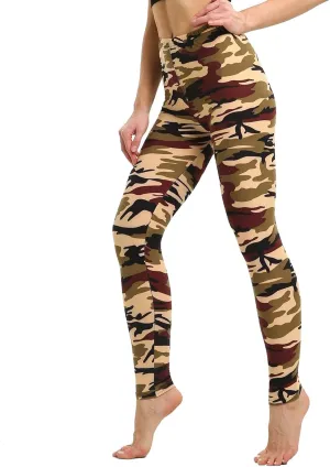 Women Stretch Leggings Camouflage Leggings Yoga High Waist Striped Trousers Leopard Patterned Compression Pants