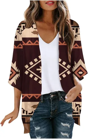 Women Summer Kimono Cardigan Short Sleeve Lightweight Cover Up Open Front Tops for Women Trendy Outfits