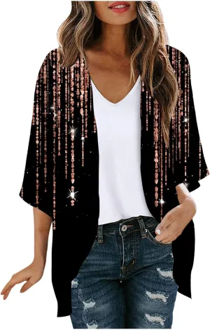 Women Summer Kimono Cardigan Short Sleeve Lightweight Cover Up Open Front Tops for Women Trendy Outfits