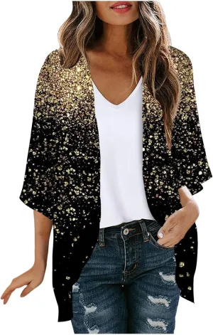 Women Summer Kimono Cardigan Short Sleeve Lightweight Cover Up Open Front Tops for Women Trendy Outfits