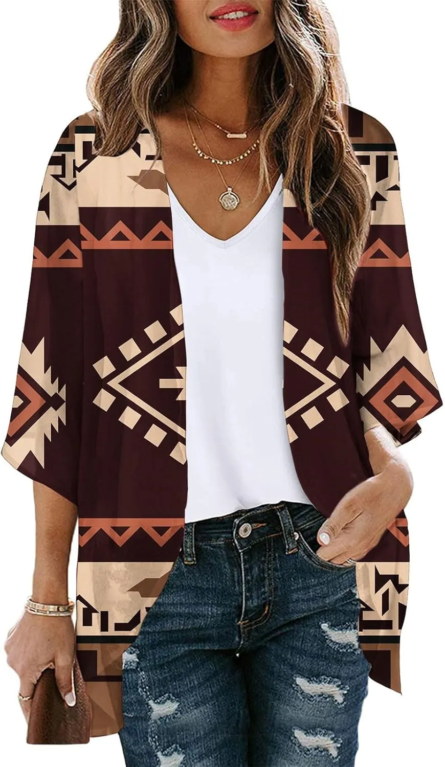 Women Summer Kimono Cardigan Short Sleeve Lightweight Cover Up Open Front Tops for Women Trendy Outfits