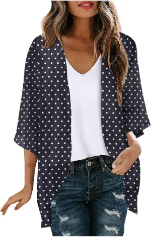 Women Summer Kimono Cardigan Short Sleeve Lightweight Cover Up Open Front Tops for Women Trendy Outfits