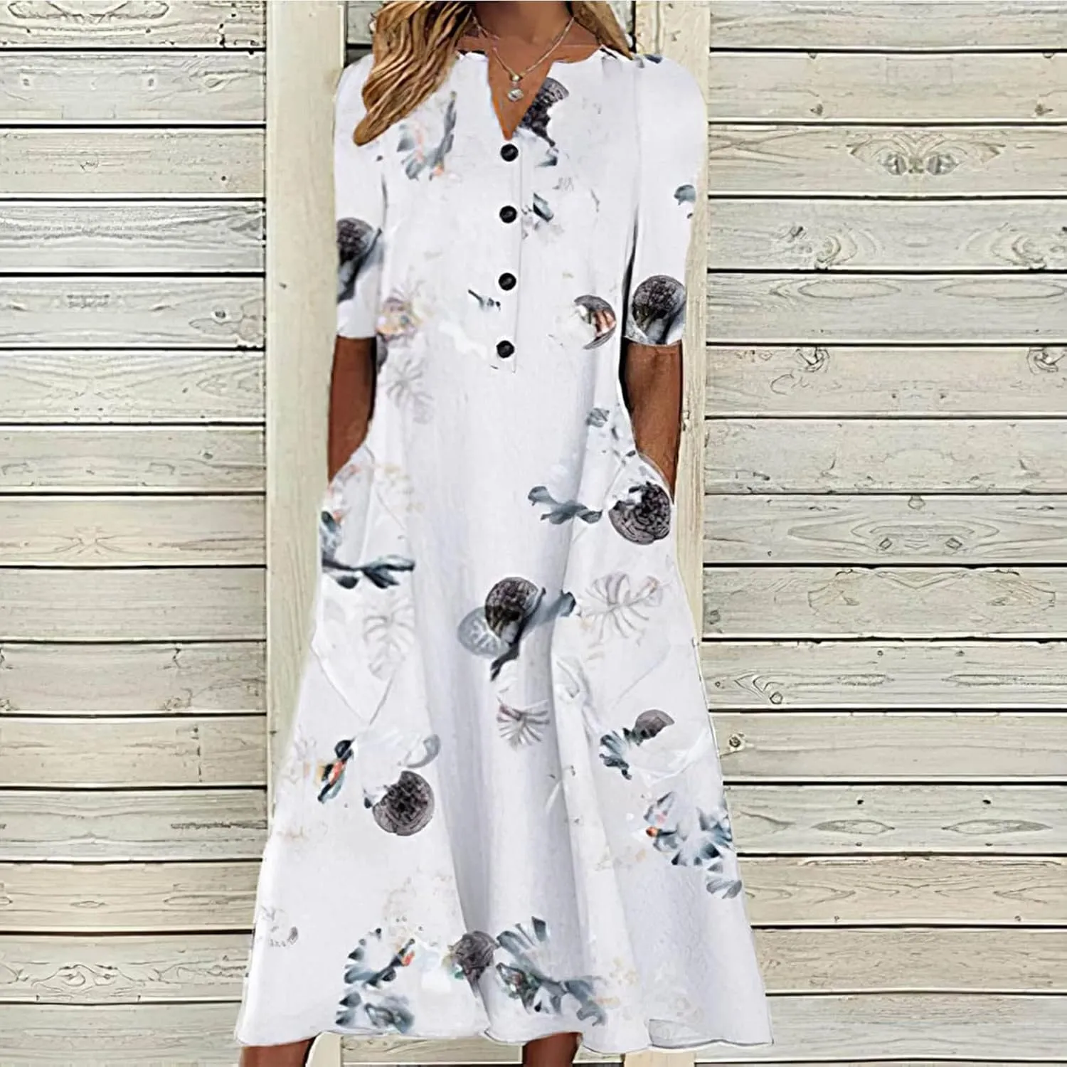 Women Sun Dresses Vneck Dresses Sun Dresses for Women Short Sleeve Maxi Long Beach Festival Hawaiian Sun Dresses