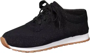 Women Walking Sneaker Tennis Lightweight Gym Workout Breathable Trainer Comfortable Non Slip Solid Color Shoes (Black, 8.5)