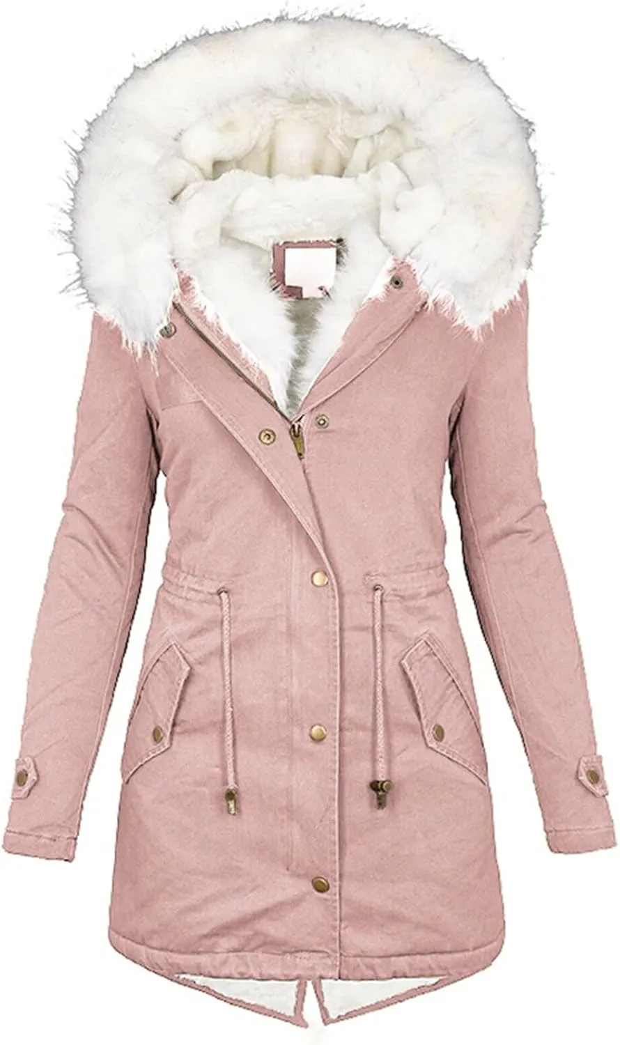 Women Winter Coats Long Hooded Fleece Lined Parka Jackets Thick Warm Cotton Jacket Coat Puffer Jacket Windproof Ski Down Coat