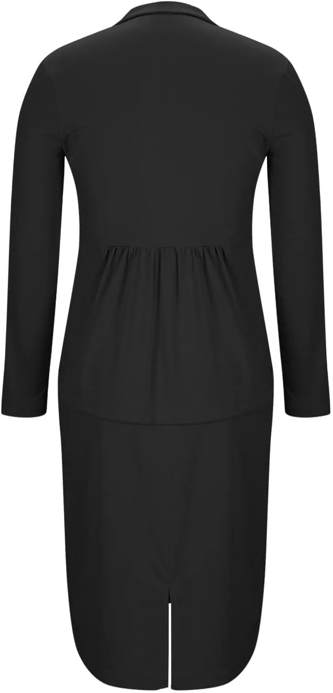 Women's 2 Piece Suit Skirt Set Business Work Jacket Long Sleeve Blazers and Midi Pencil Skirt Casual Dressy Suits