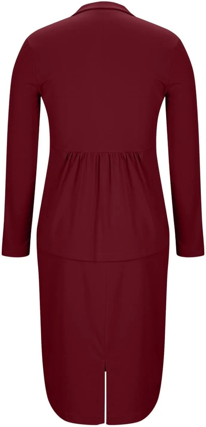 Women's 2 Piece Suit Skirt Set Business Work Jacket Long Sleeve Blazers and Midi Pencil Skirt Casual Dressy Suits