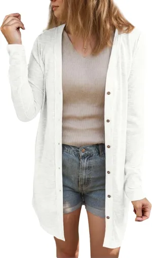 Women's 2025 Fall Lightweight Cardigans Long Sleeve V Neck Button Down Soft Cardigans Coat with Pocket