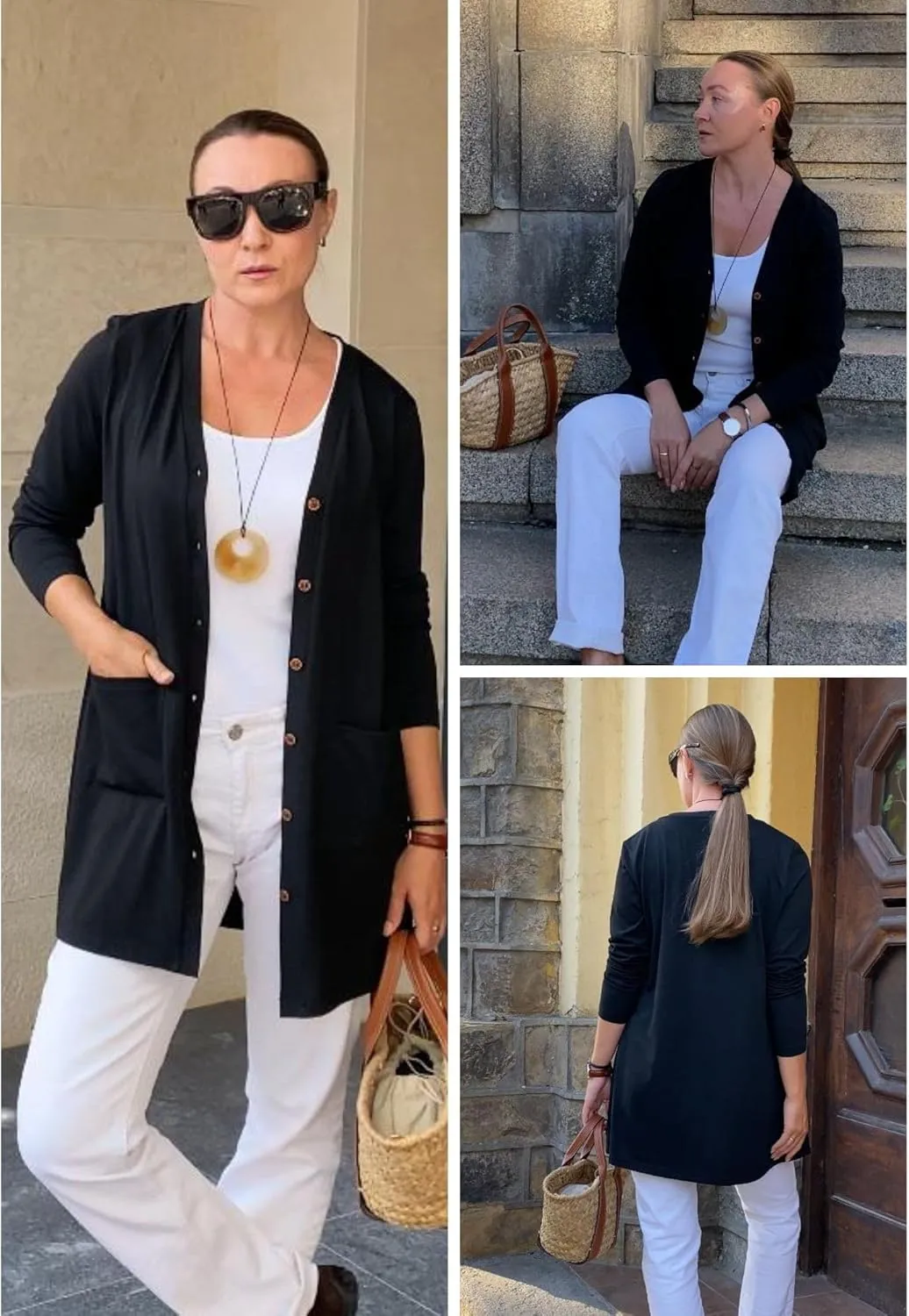 Women's 2025 Fall Lightweight Cardigans Long Sleeve V Neck Button Down Soft Cardigans Coat with Pocket