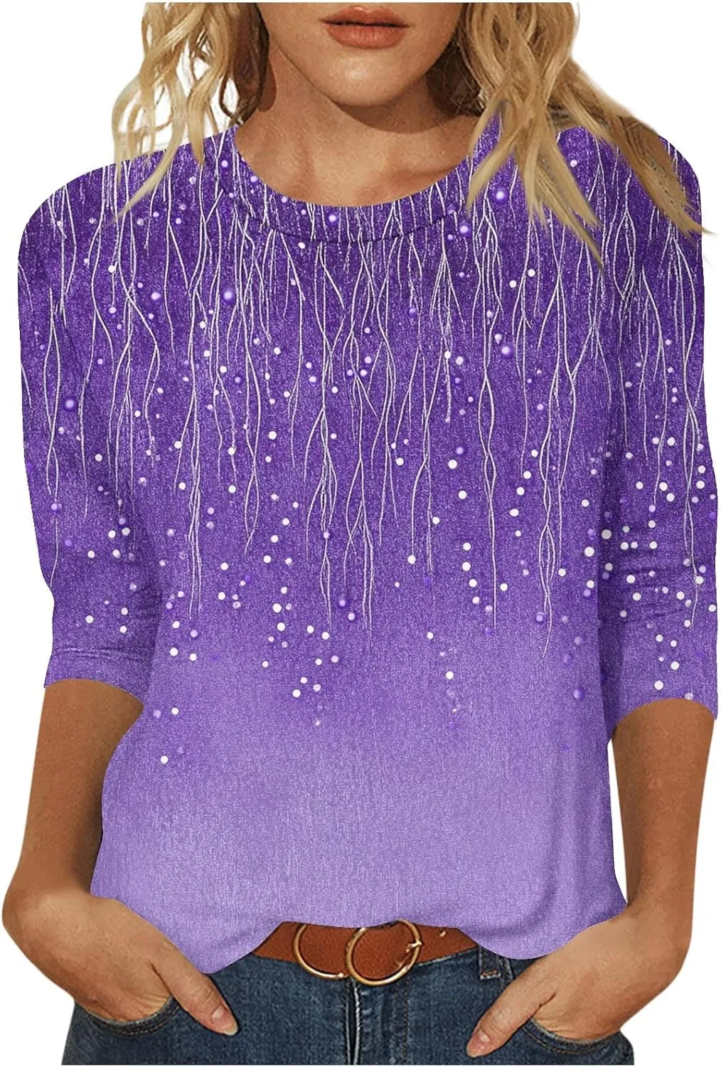 Womens 2025 Floral Boho Summer Tops 3/4 Length Sleeve Shirts Trendy Fashion Blouses Tunics Beach Vacation Clothes