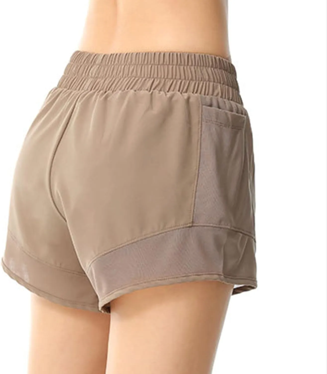 Women's Athletic Yoga Shorts High Waisted Workout Running Shorts Lightweight Mesh Patchwork Stretch Gym Yoga Shorts