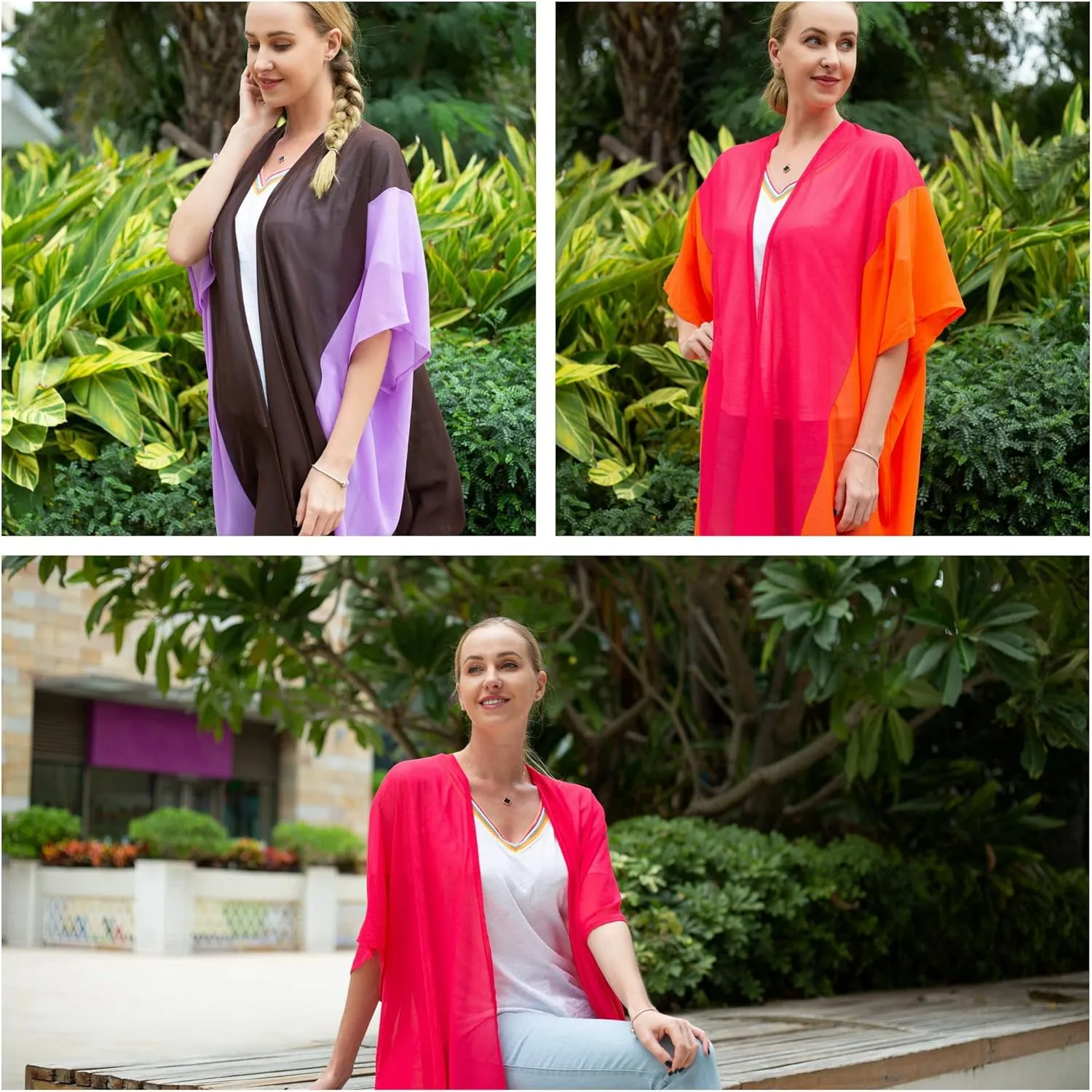 Womens Beach Kimono Coverup Sheer Chiffon Cover Ups Swimwear Cardigan Summer