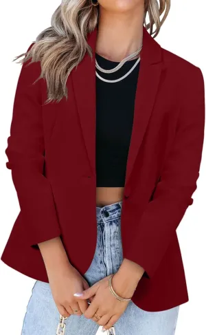 Womens Blazer Long Sleeve Work Office Jacket Blazer Casual Loose Lightweigth Summer Open Front Suit Jackets Outfit