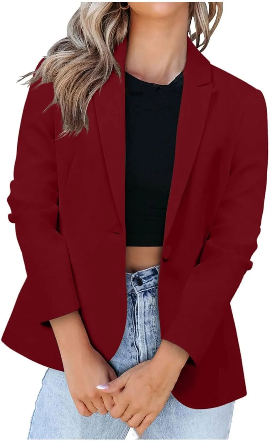 Womens Blazer Long Sleeve Work Office Jacket Blazer Casual Loose Lightweigth Summer Open Front Suit Jackets Outfit