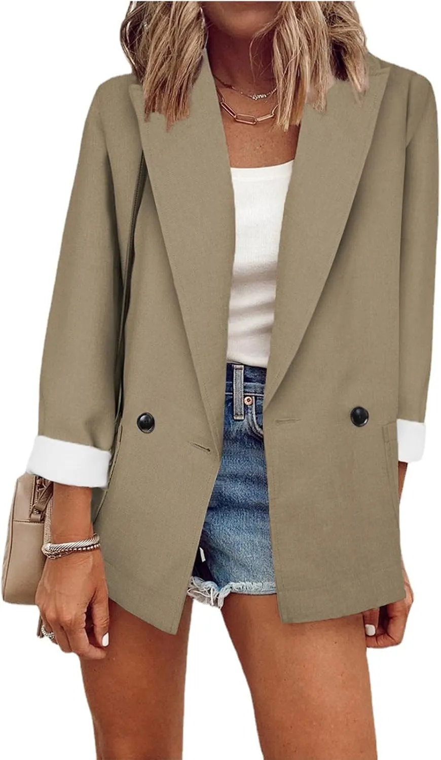 Women's Blazers Casual Lapel Open Front Long Sleeve Work Office Suit Jacket Coat Casual Blazer