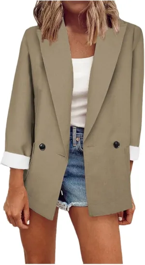 Women's Blazers Casual Lapel Open Front Long Sleeve Work Office Suit Jacket Coat Casual Blazer