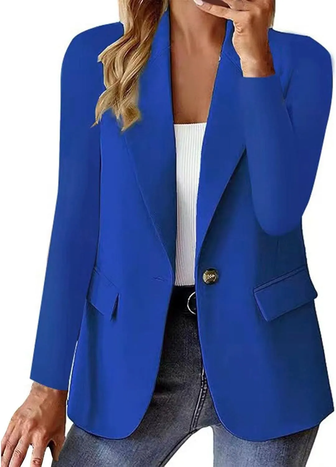 Womens Business Casual Blazer Summer Cardigan Lapel Button Down Solid Suit Jacket with Lined Office Work Clothes 2025