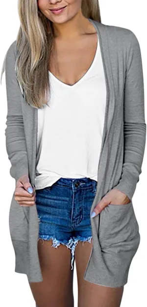 Womens Cardigans Summer Lightweight Long Sleeve with Pockets 2024 Plus Size Casual Comfy Thin Open Front Cardigan
