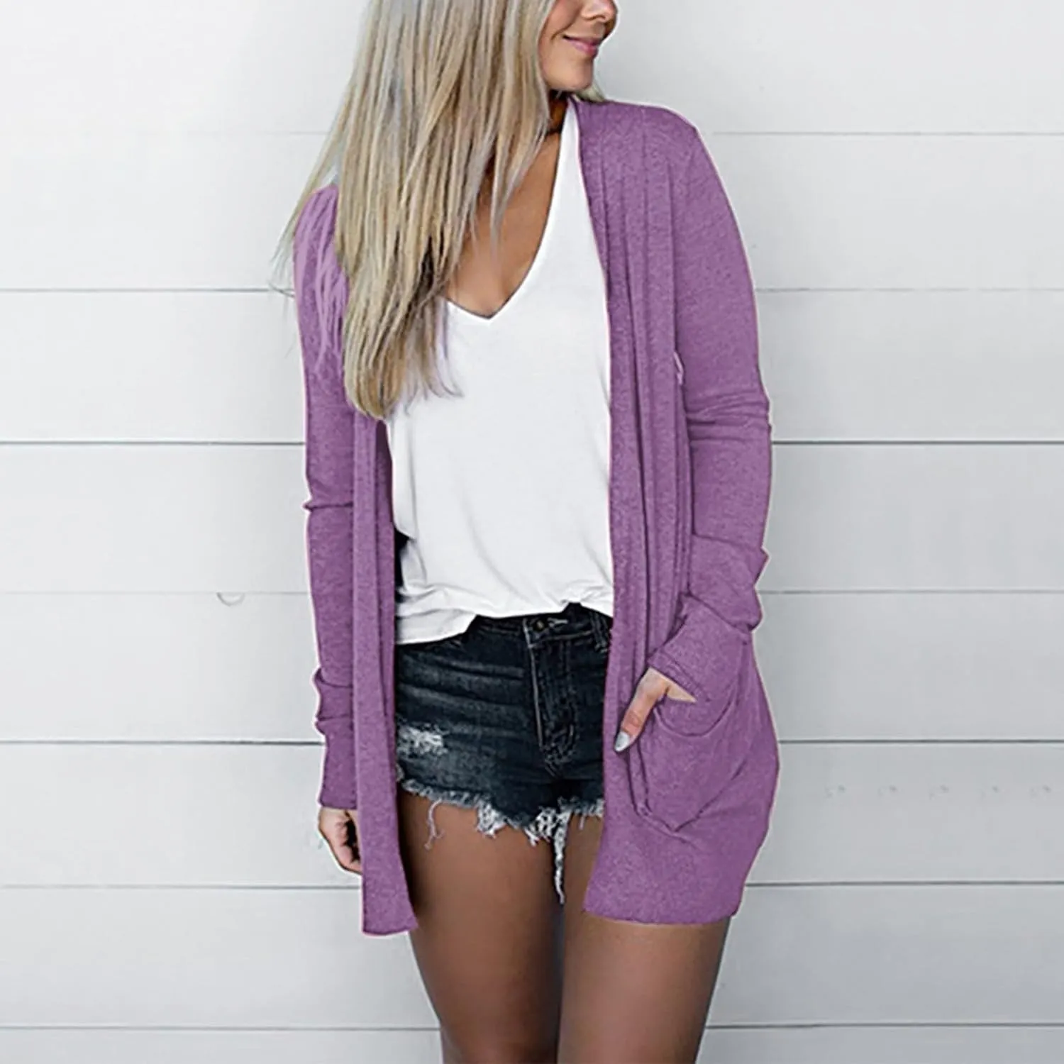 Womens Cardigans Summer Lightweight Long Sleeve with Pockets 2024 Plus Size Casual Comfy Thin Open Front Cardigan