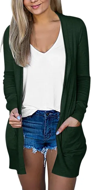 Womens Cardigans Summer Lightweight Long Sleeve with Pockets 2024 Plus Size Casual Comfy Thin Open Front Cardigan