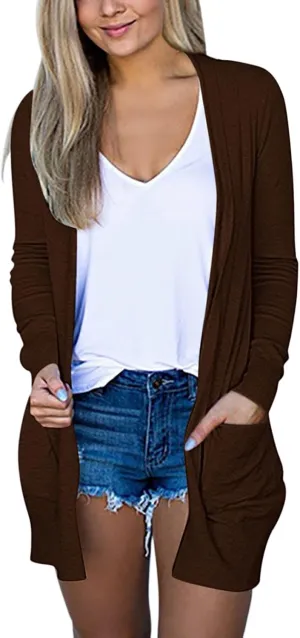 Womens Cardigans Summer Lightweight Long Sleeve with Pockets 2024 Plus Size Casual Comfy Thin Open Front Cardigan