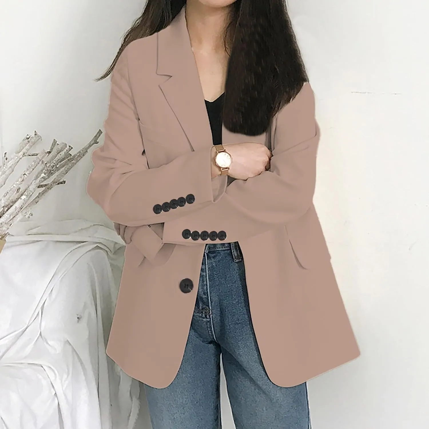 Womens Casual Blazers Open Front Long Sleeve Work Office Suit Jackets Blazer Jackets with Pockets