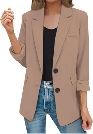 Womens Casual Blazers Open Front Long Sleeve Work Office Suit Jackets Blazer Jackets with Pockets