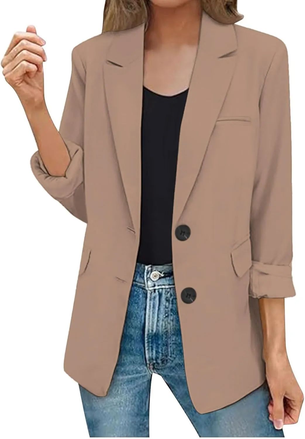 Womens Casual Blazers Open Front Long Sleeve Work Office Suit Jackets Blazer Jackets with Pockets