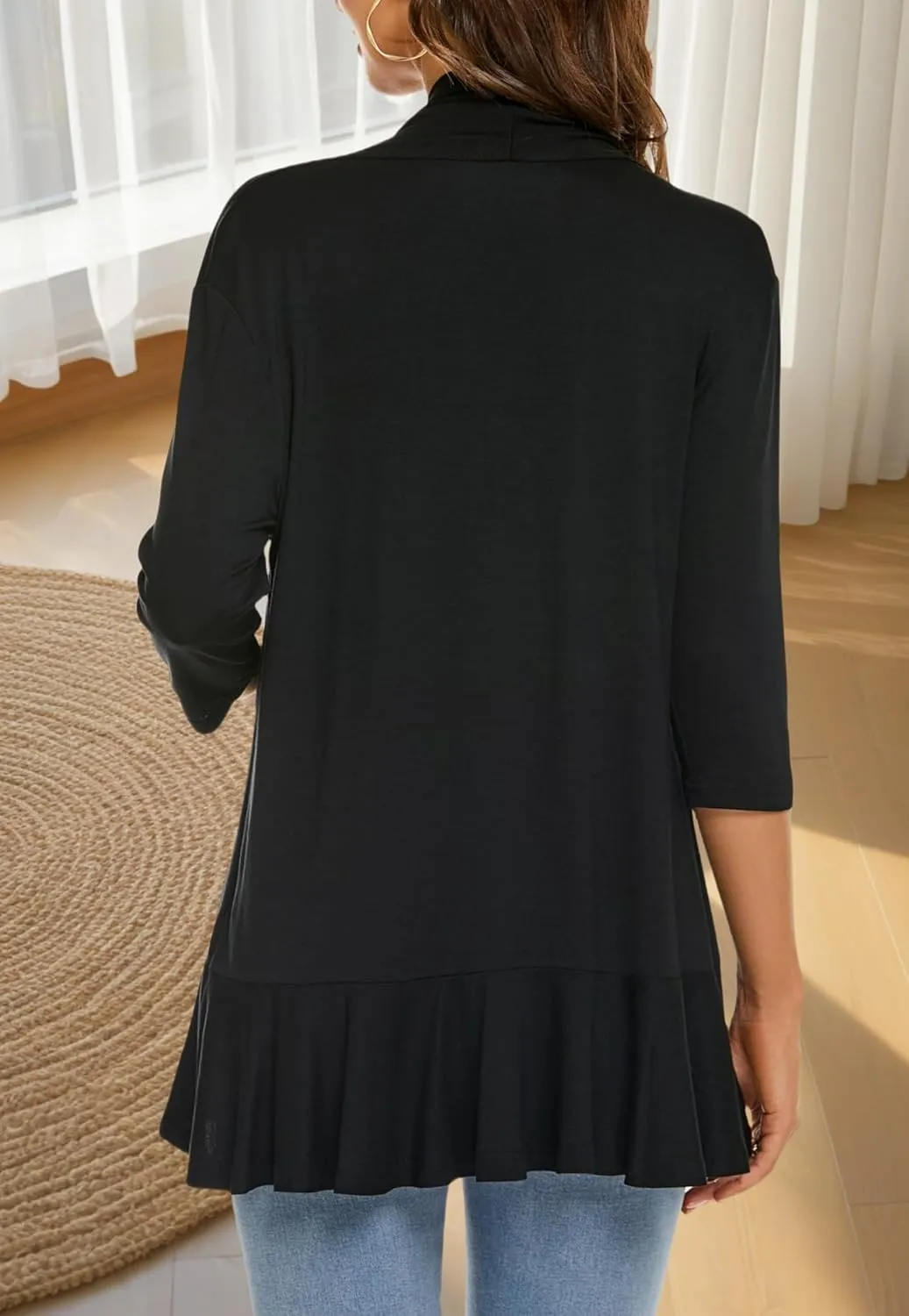 Women'S Casual Lightweight Open Front Cardigans, 2025 Novealcrbe Solid Color 3/4 Women'S Open Front Cardigans