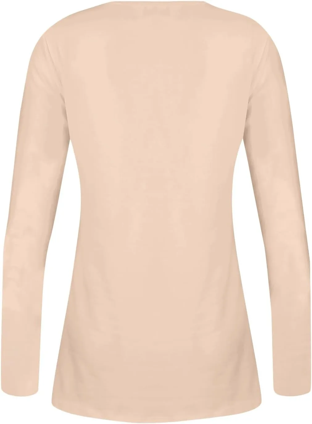 Women's Casual Long Sleeve Henley V-Neck Shirt Printed Pleated Tunics Or Tops to Wear with Leggings S-3XL