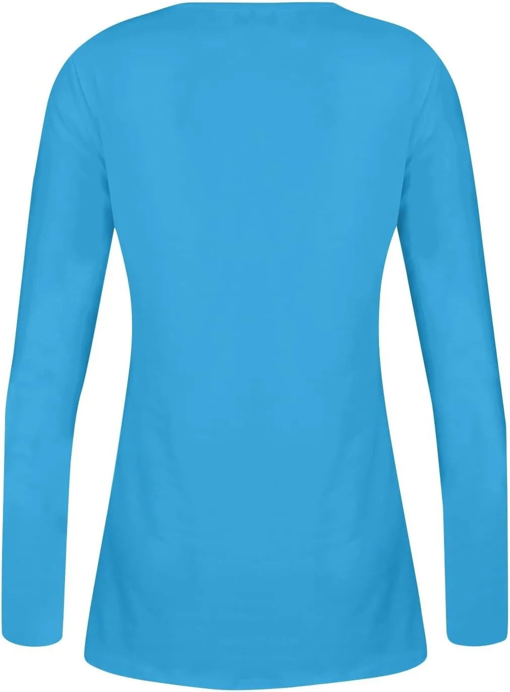 Women's Casual Long Sleeve Henley V-Neck Shirt Printed Pleated Tunics Or Tops to Wear with Leggings S-3XL