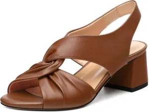 Womens Chunky Block Heels Sandals,Round Open Toe High Heeled Sandals,matte Slip On Ankle Strap Mid Sandals,leisure Dress Party Wedding Shoes 2 In