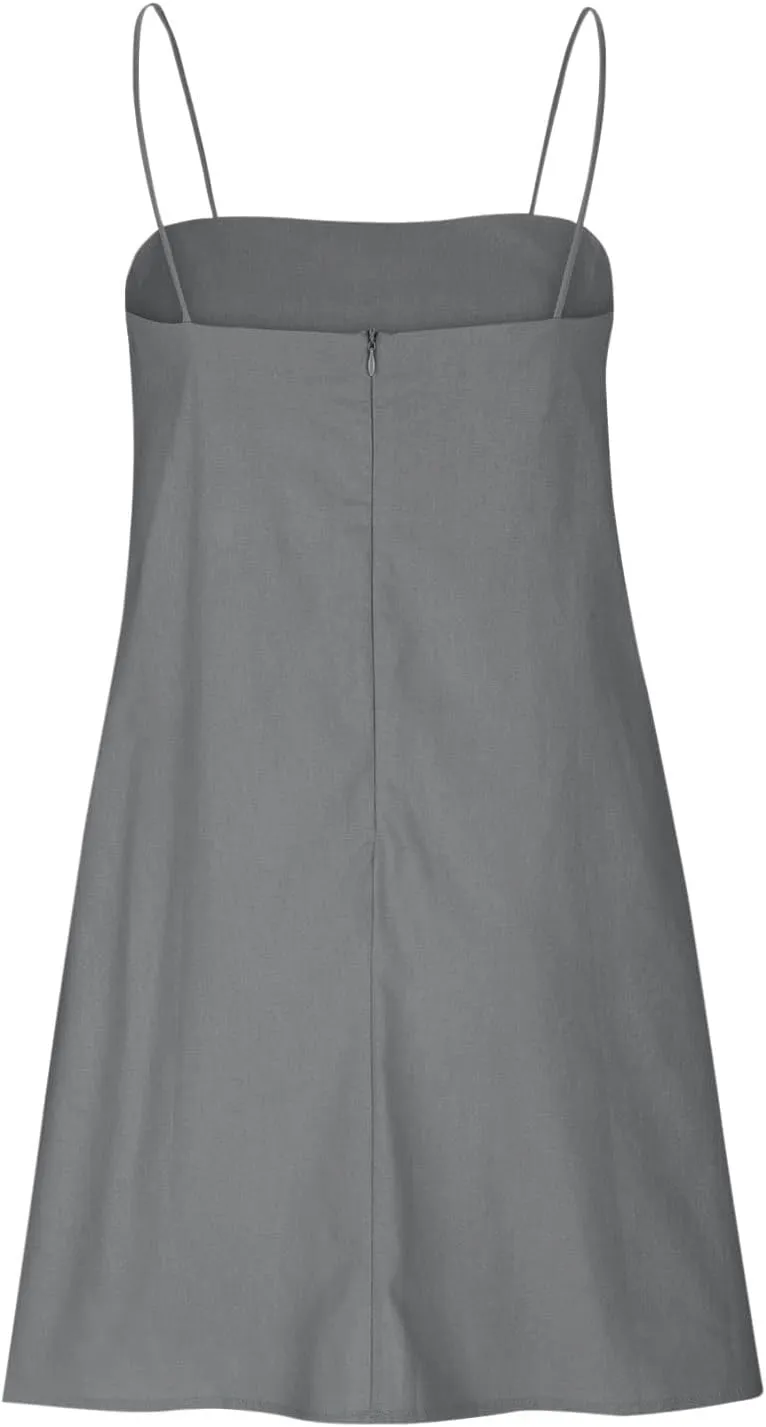 Womens Cotton Linen Dress Spaghetti Strap Relaxed Everyday Comfortable Dressy Summer Lightweight Loose Outfits 2025