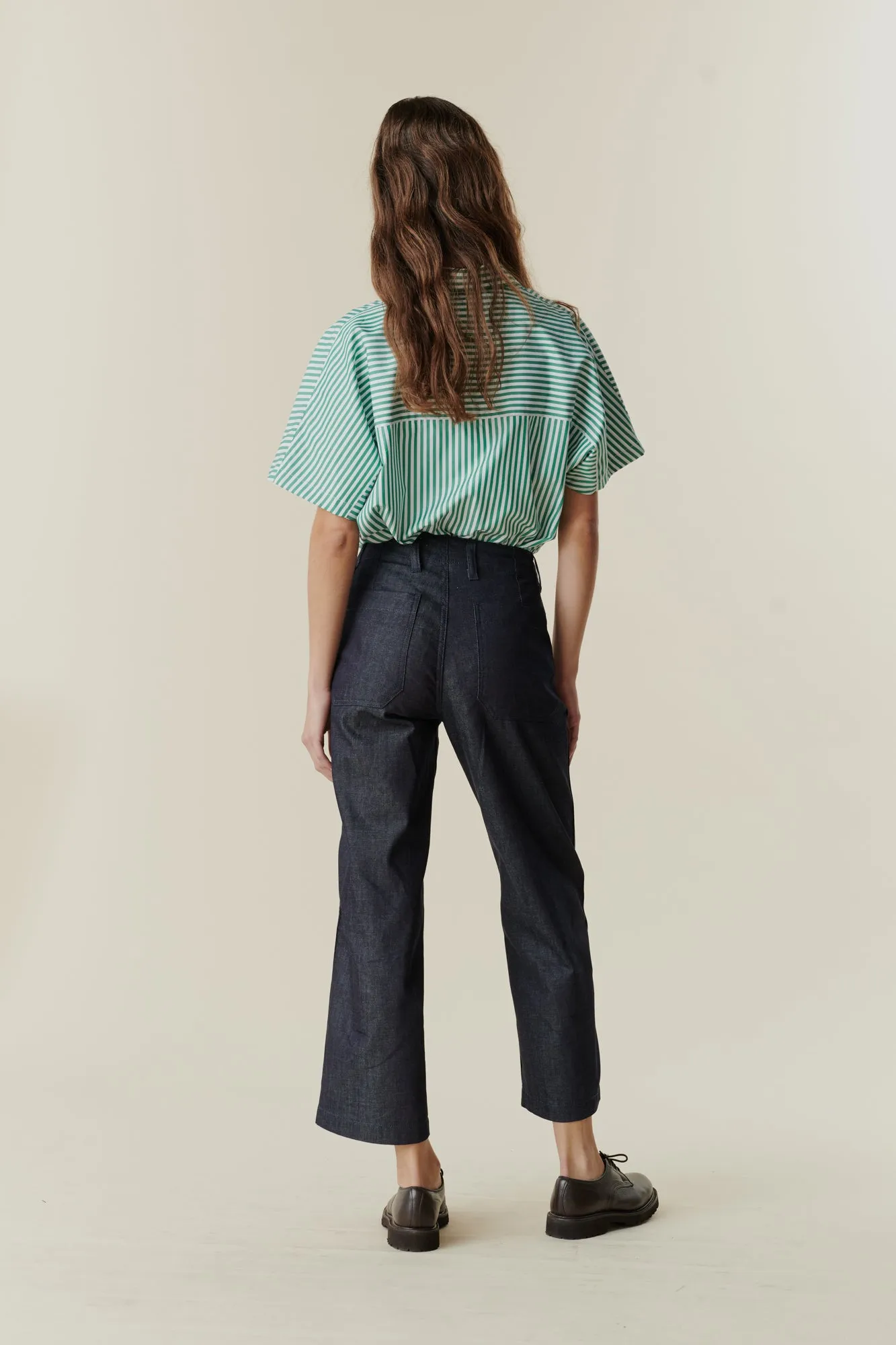 Women's Cropped Work Trousers - Denim