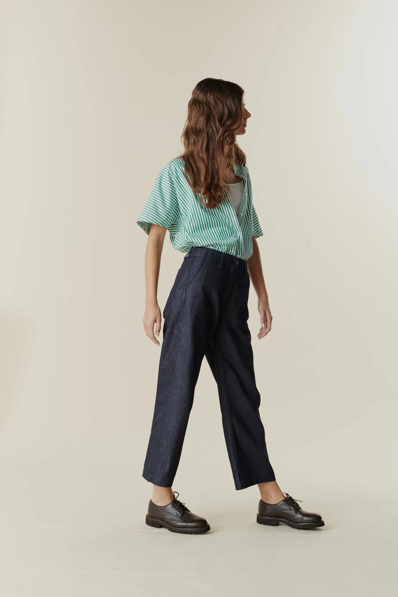 Women's Cropped Work Trousers - Denim