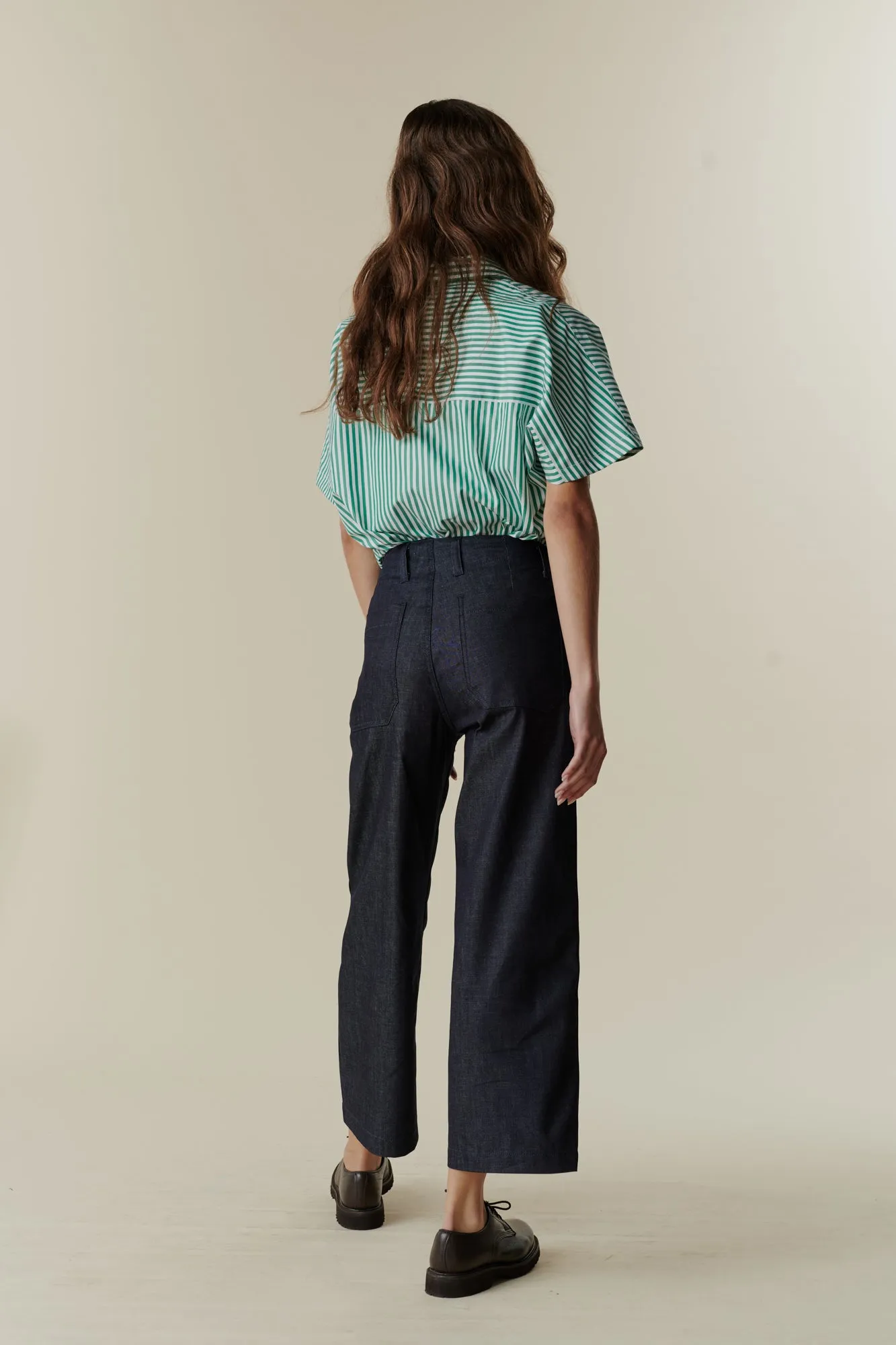 Women's Cropped Work Trousers - Denim