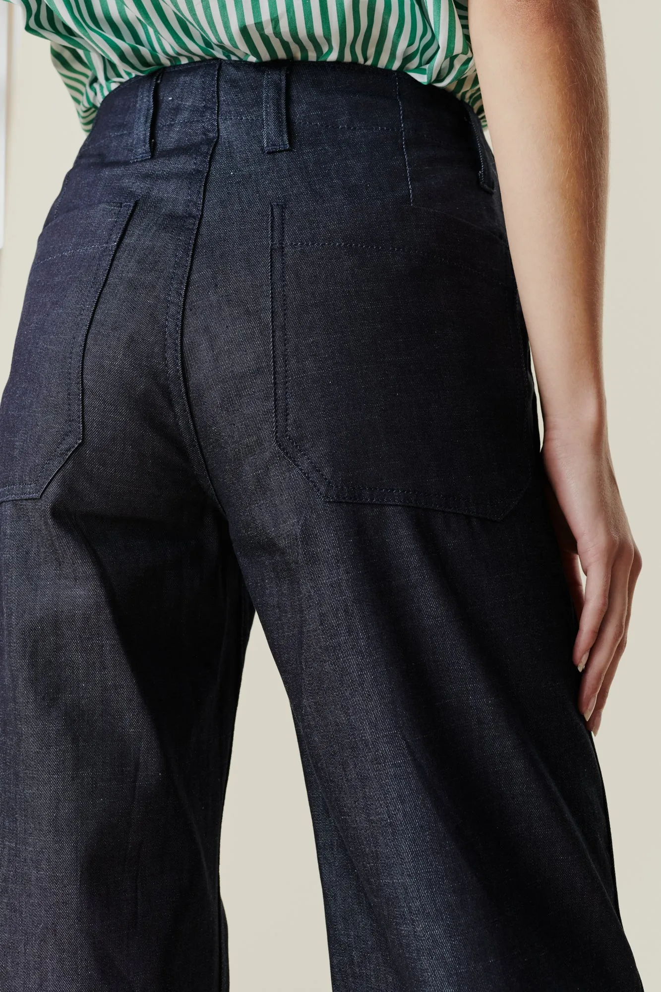 Women's Cropped Work Trousers - Denim