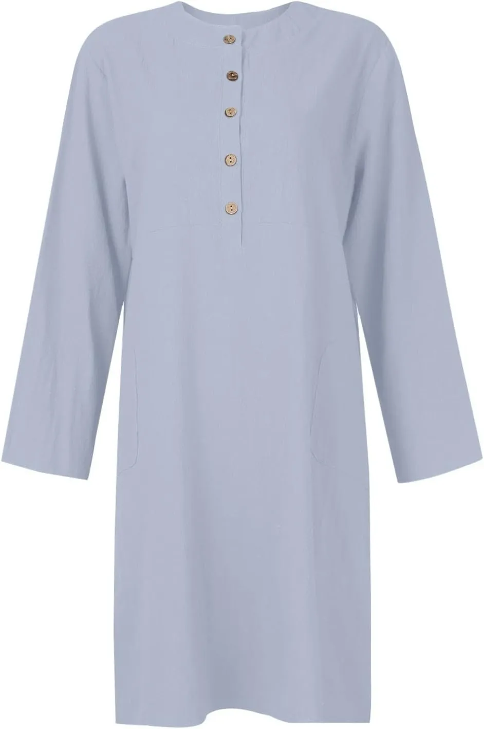 Women's Dresses Summer 2024 Dresses Casual Loose Solid Color Round Neck Short Sleeve Button Dresses, S-5XL