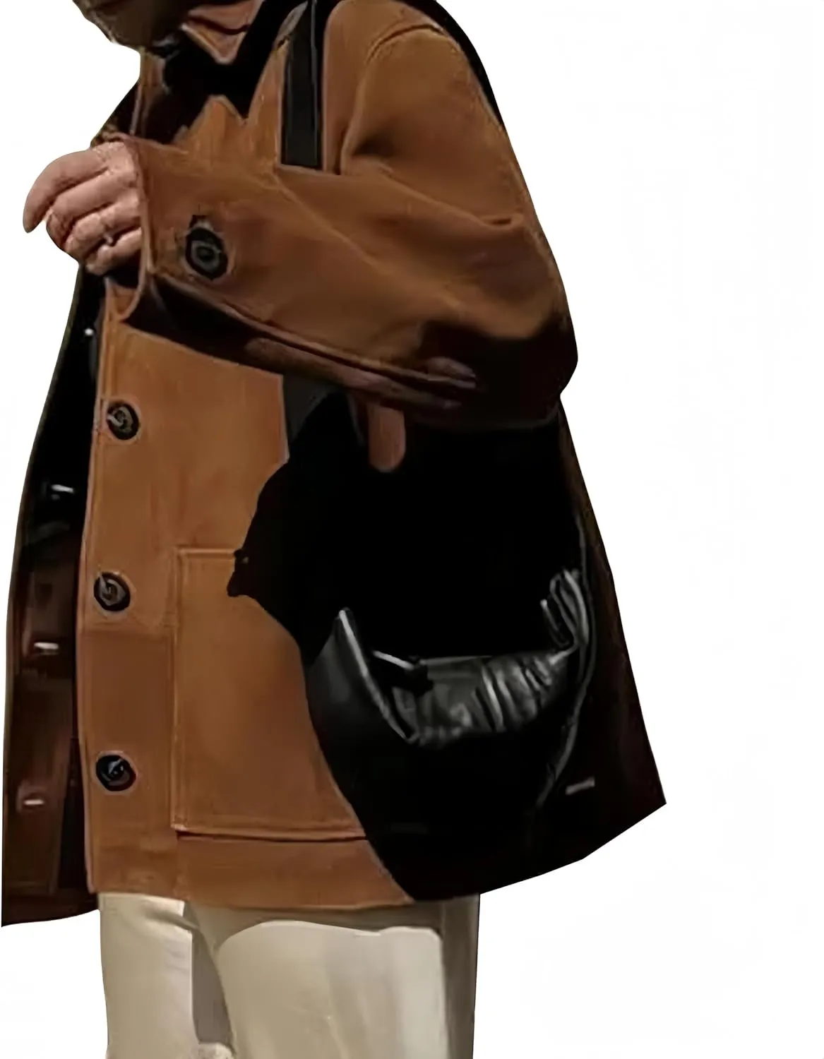 Women's Fall Boyfriend Faux Suede Leather Jacket Casual Midi Long Button Down Shackets