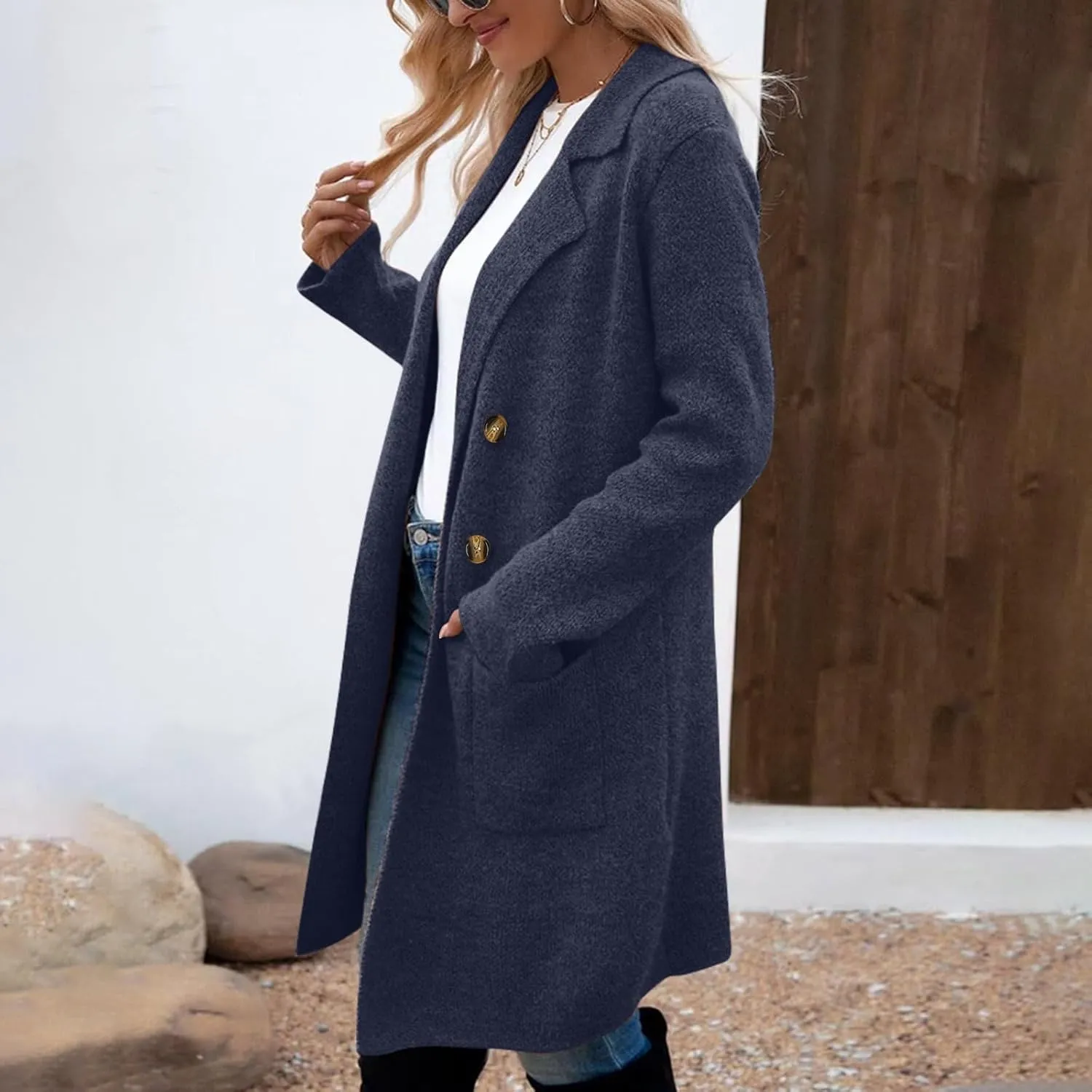 Womens Fall Long Cardigan Sweater Trendy Knit Jacket Coat Dressy Blazer Coatigan Open Front Coat Knit Winter Jackets