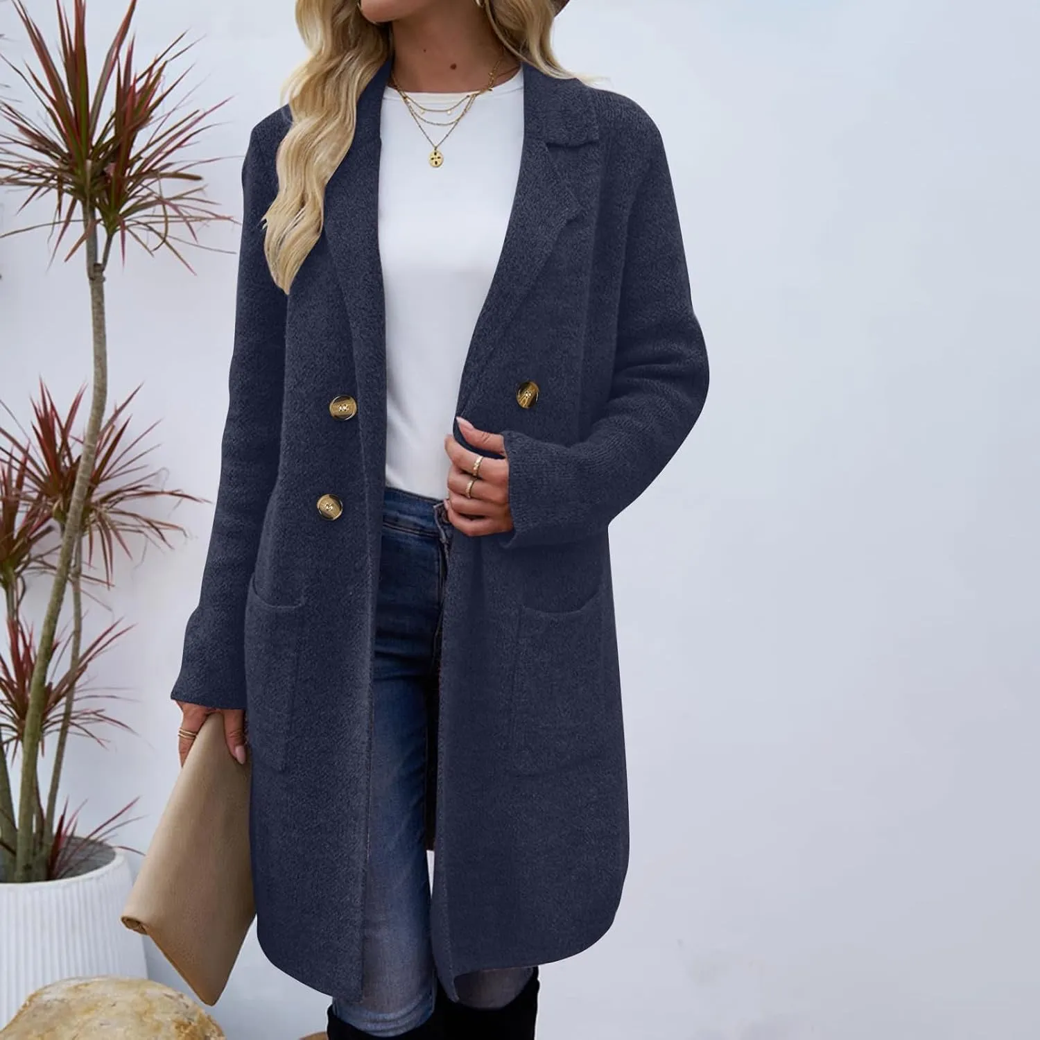 Womens Fall Long Cardigan Sweater Trendy Knit Jacket Coat Dressy Blazer Coatigan Open Front Coat Knit Winter Jackets