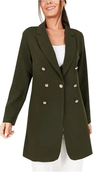 Womens Fashion Lapel Collar Long Sleeve Open Front Button Blazer Jackets Business Casual Trench Cardigan Long Suit Coat