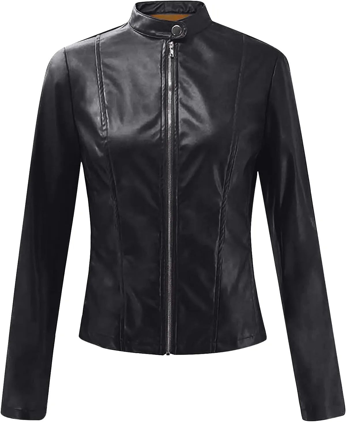 Womens Faux Leather Jacket 2024 Fashion Fall Clothes Zip Up Cropped Jackets Lightweight Motorcycle Biker Jackets