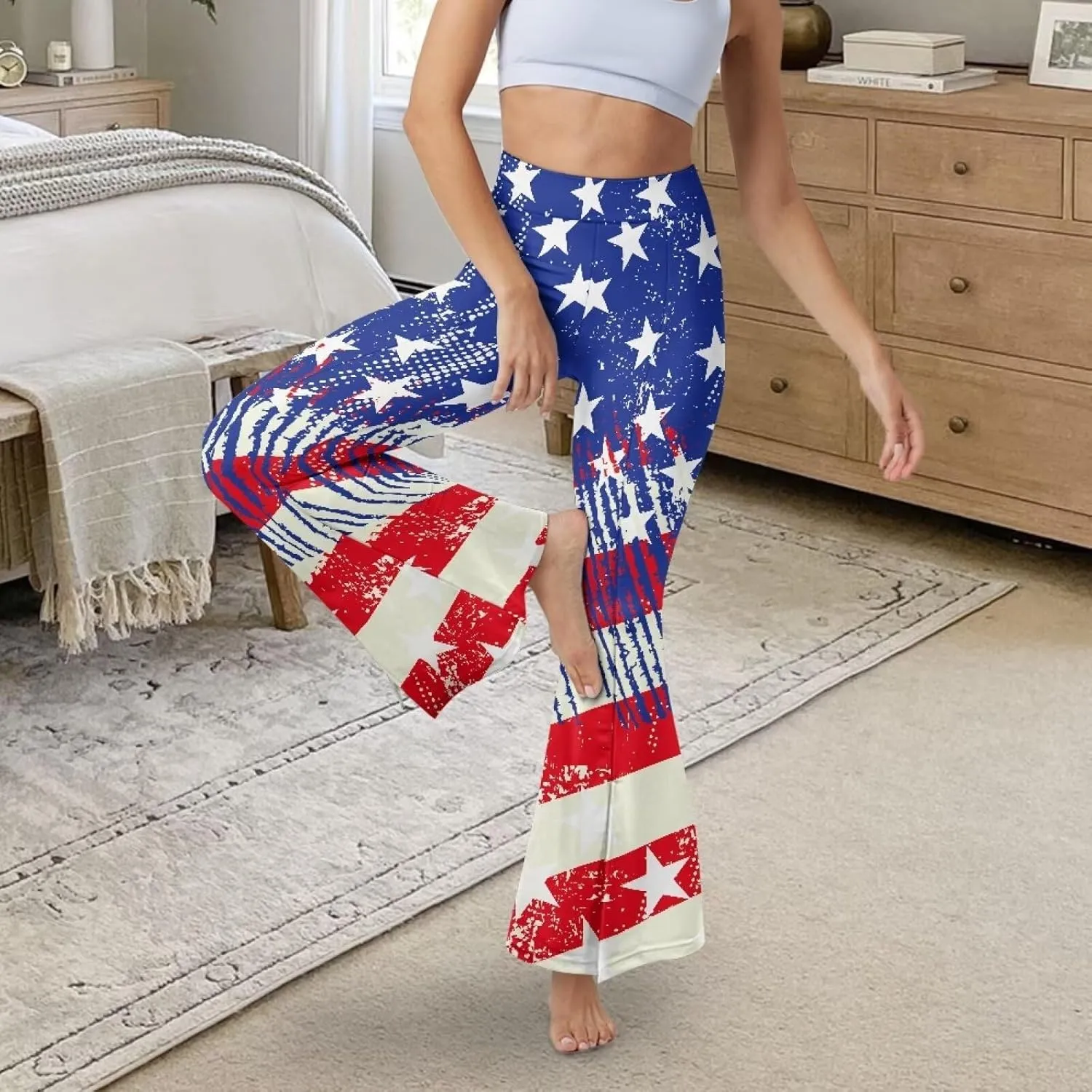 Women's Flared Leggings Bottoms Flare Yoga Pants High Waist Tummy Control Athletic Workout Yoga Leggings XS-2XL