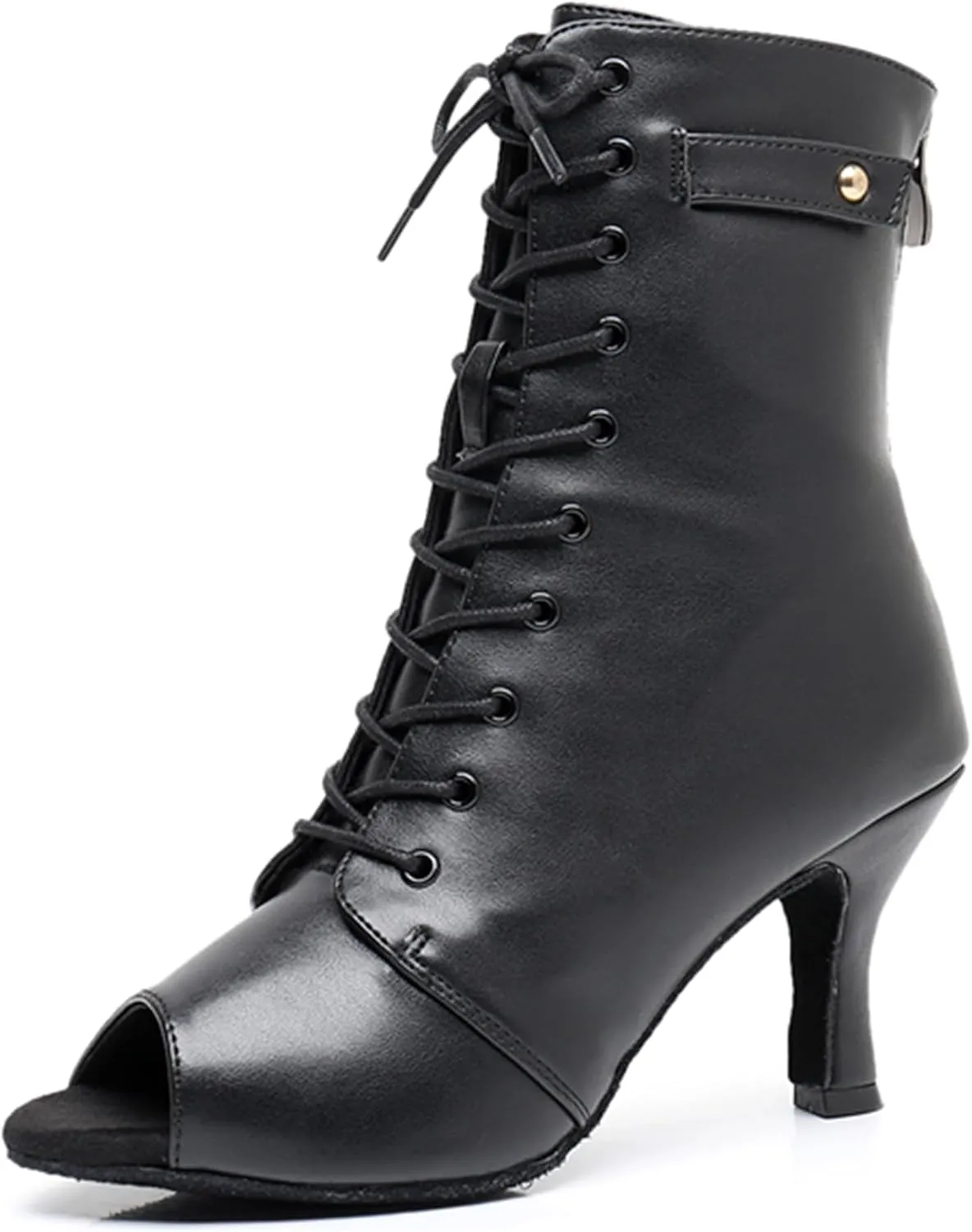 Womens Girls Party Dance Heels Lace-up Latin Salsa Dancing Shoes Peep Toe Evening Ankle Booties X3206